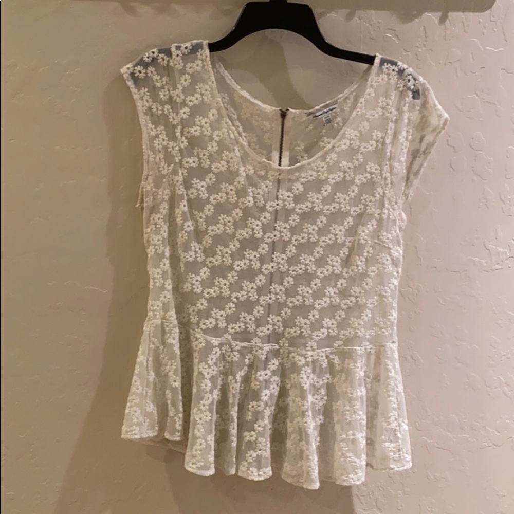 American Eagle Outfitters Sz XL White Sheer Top
